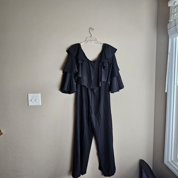 Ace By Aimee Black Ruffled Off - Shoulder Jumpsuit XL/12 Sexy Spring - Picture 10 of 11